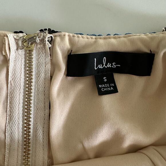 Lulus Cream Showstopper Embroidered Sequin Bodycon Midi Dress Size Small - Picture 7 of 12